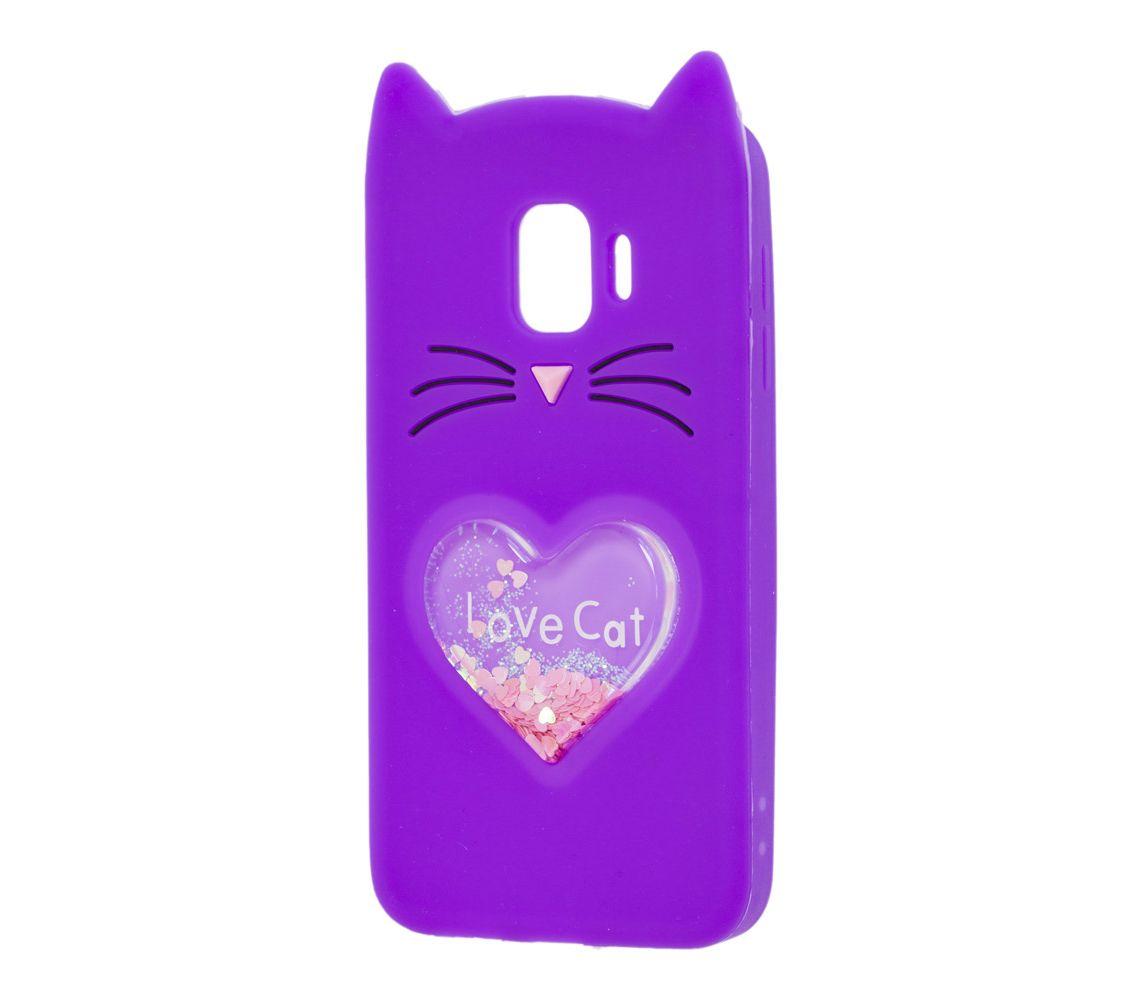 Накладка Cat 3D Heart для Samsung J4 (2018) фіолетова