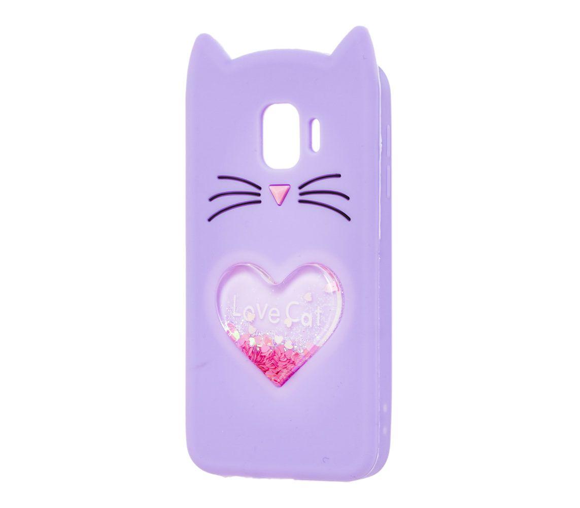 Накладка Cat 3D Heart для Samsung J4 (2018)  бузкова