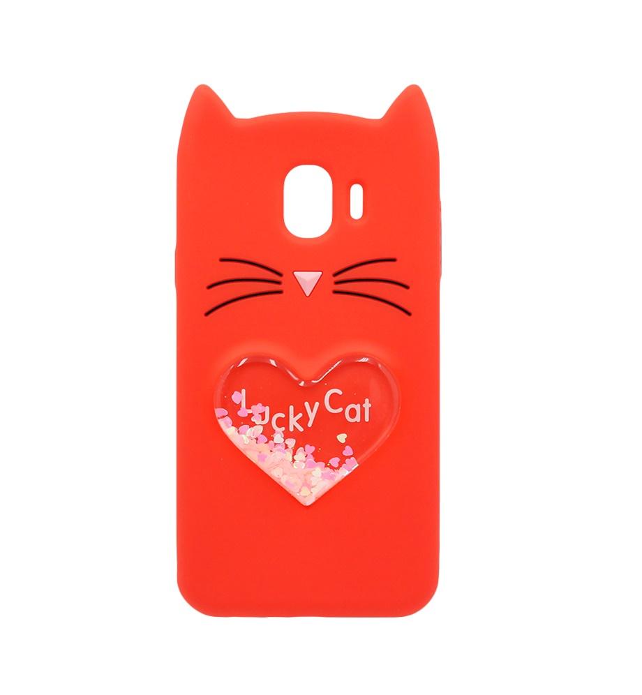 Накладка Cat 3D Heart для Samsung A6 Plus (2018)/J8 червона