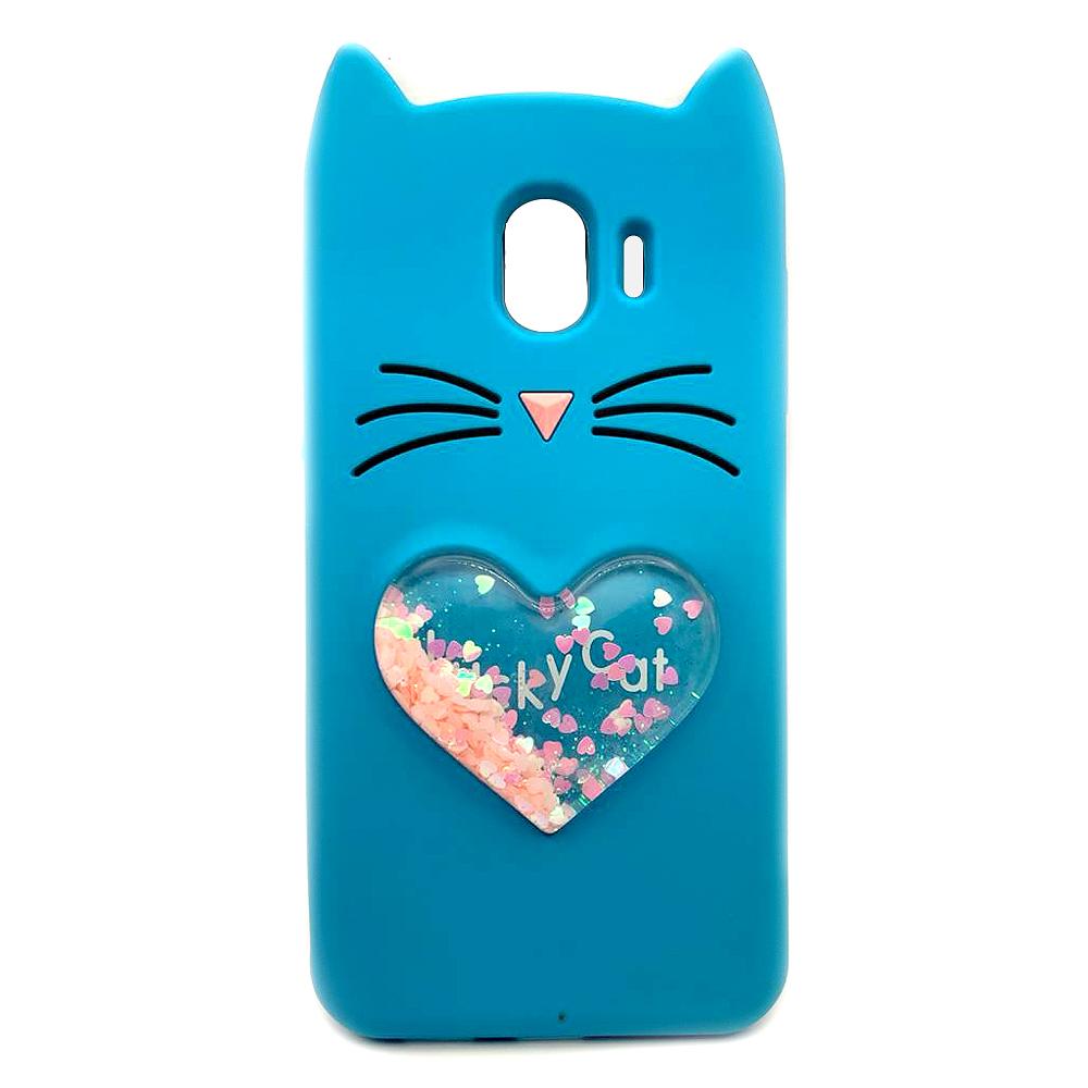 Накладка Cat 3D Heart для Samsung J4 (2018) блакитна