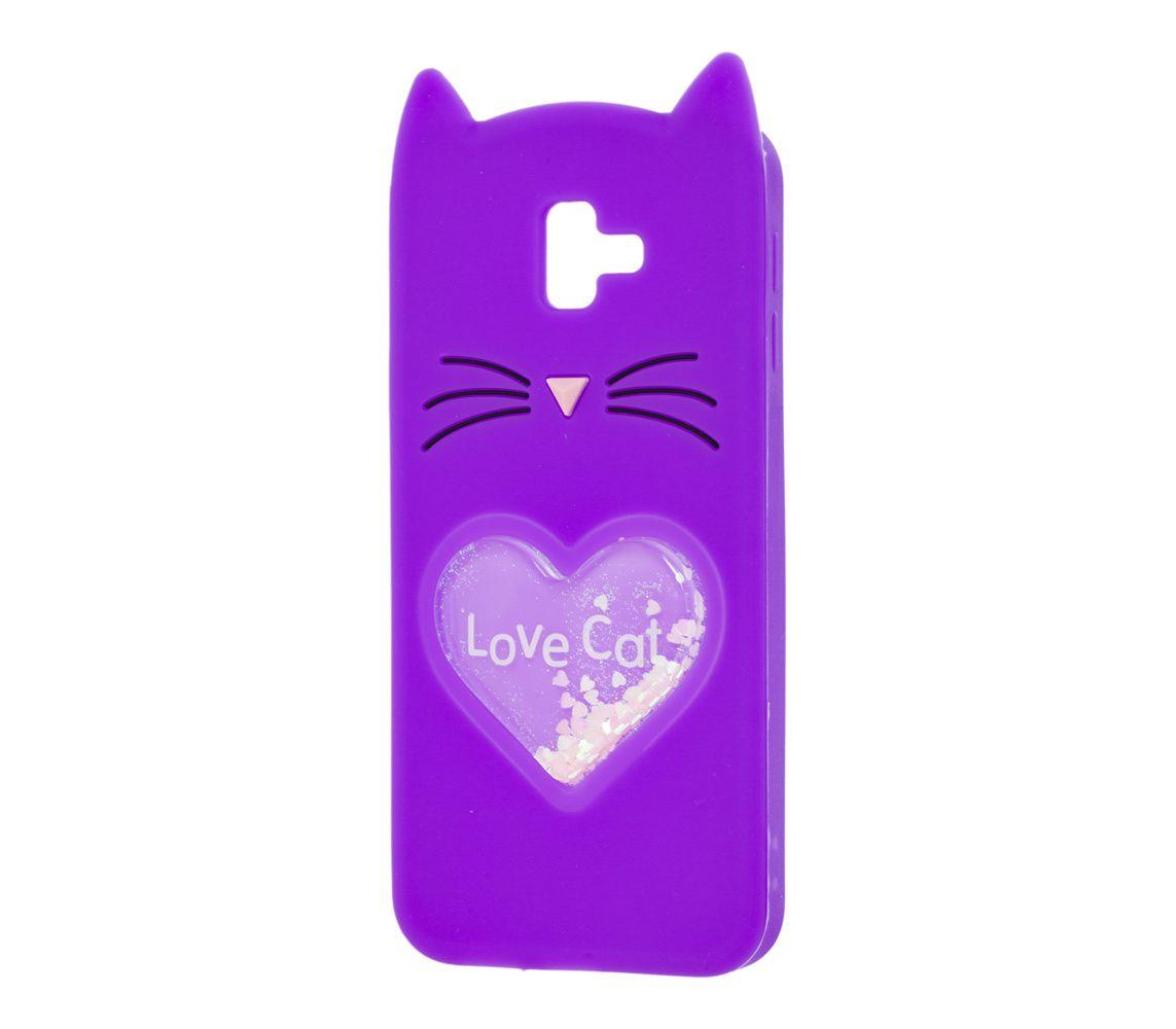 Накладка Cat 3D Heart для Samsung J6 Plus (2018)  фіолетова