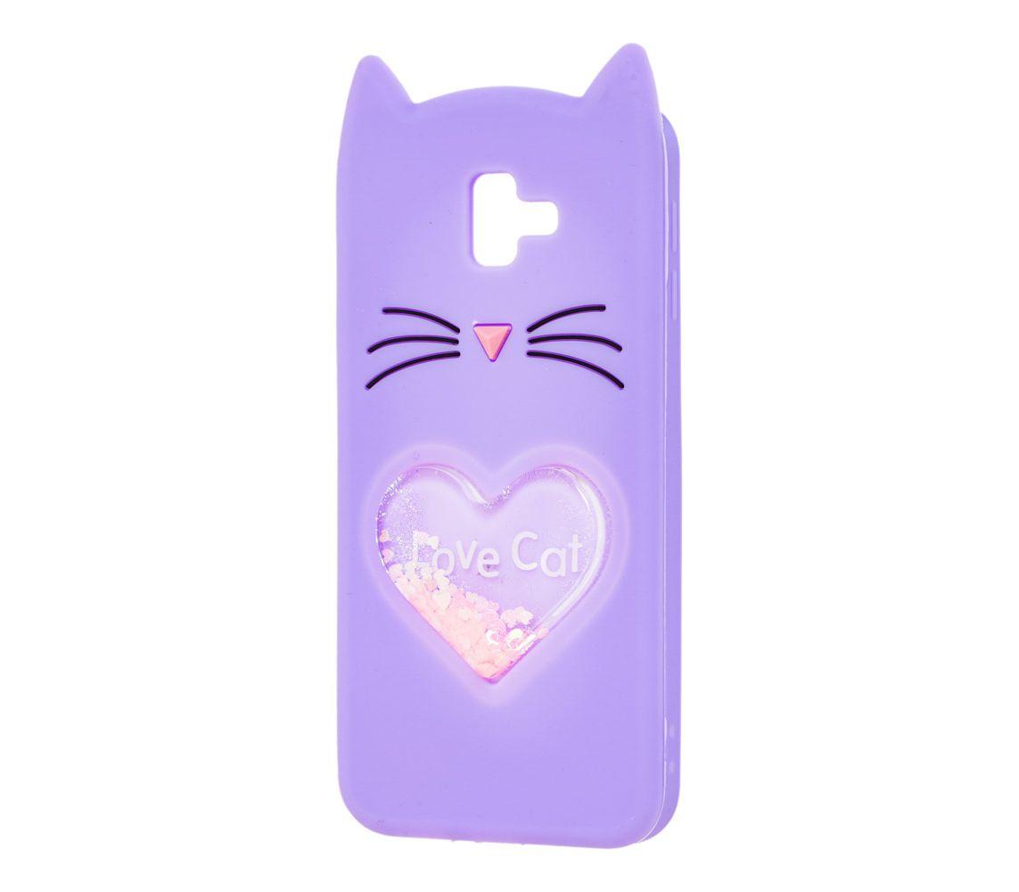 Накладка Cat 3D Heart для Samsung J4 Plus (2018)  бузкова