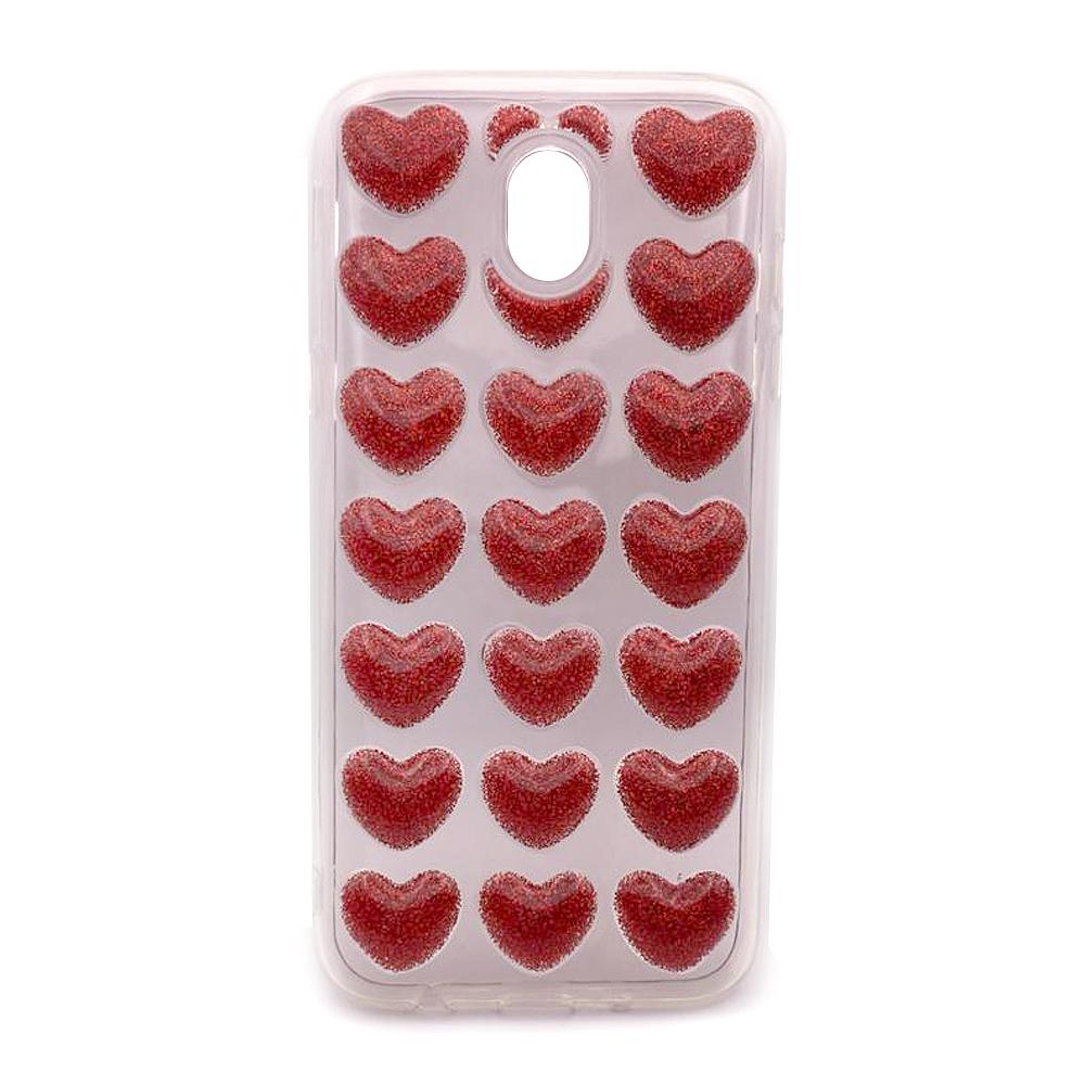 Накладка 3D Hearts для Samsung J5 (2017) J530 червоні сердечки