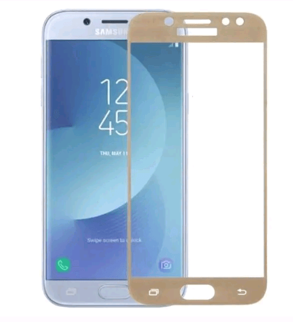 Захисне скло Full Glue для Samsung  J7 (2017)  J730 з золотою рамкою