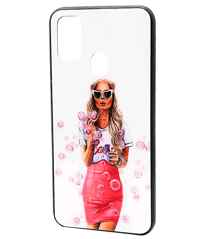 Чохол Girls Glass для Samsung M30s/M21 Дівчина з бульбашками