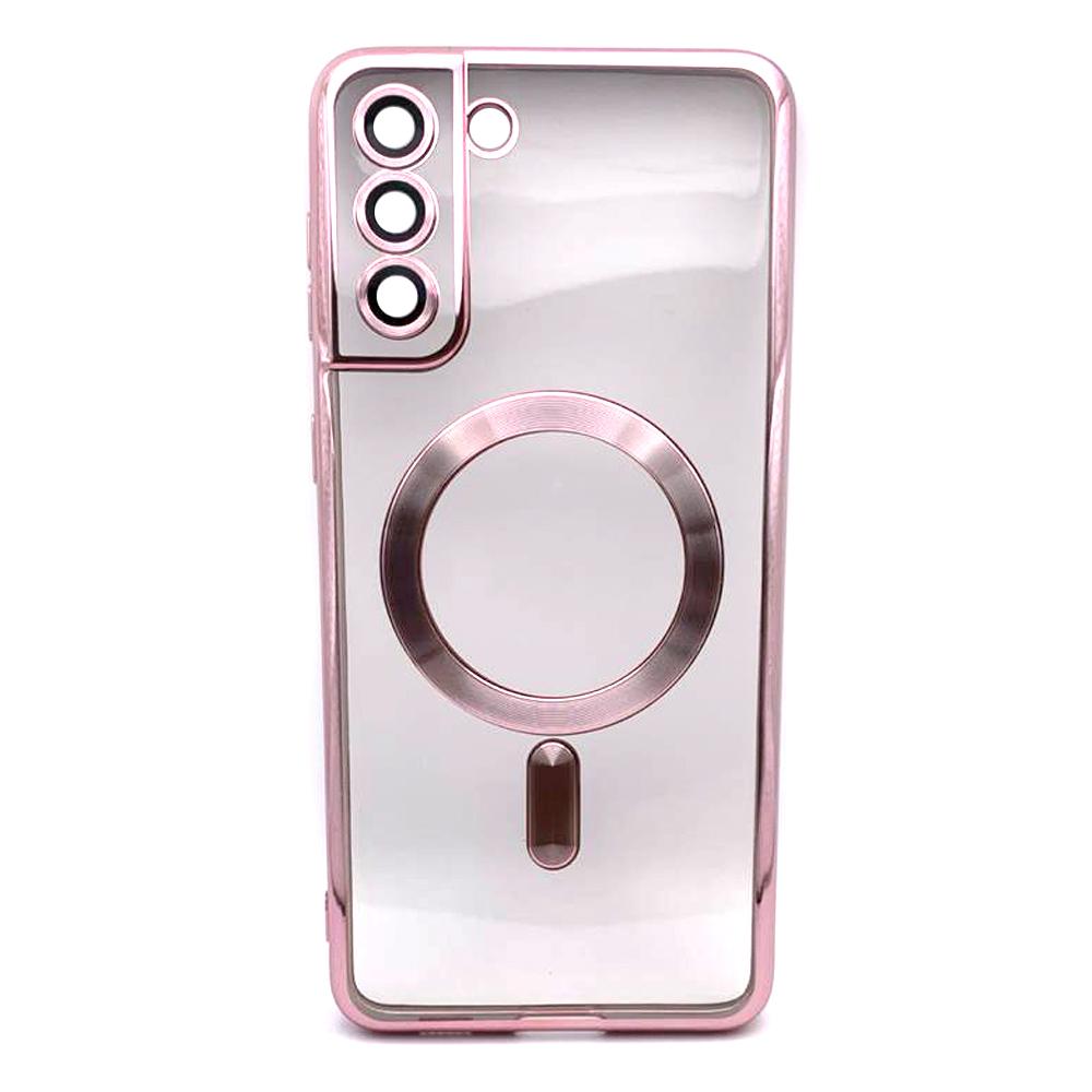 Накладка Magsafe Berlia Electroplate Camera Glass для SAMSUNG S21 Plus (Pink)