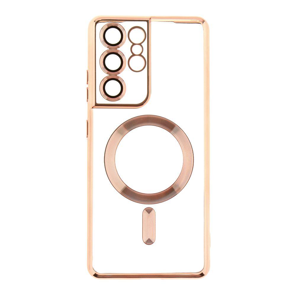 Накладка Metal Color Case with MagSafe для Samsung S21 Ultra (Rose gold)