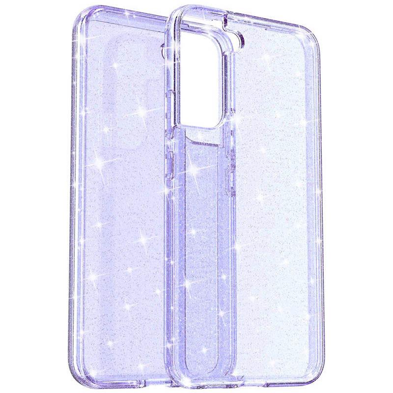 Накладка Molan Cano Glossy Jelly для Samsung S21 FE фіолетова з блискітками