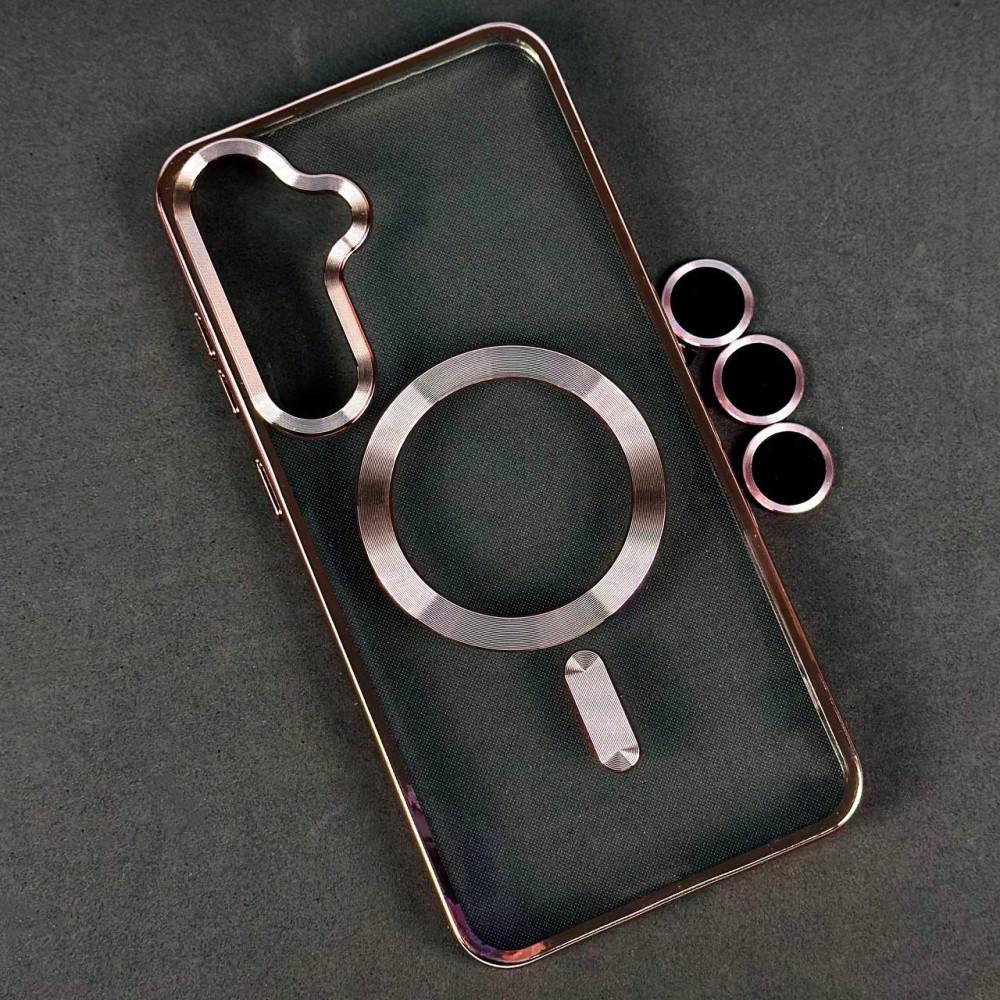 Накладка Chrome Crystal Camera Case MagSafe для Samsung S25 (Rose gold)