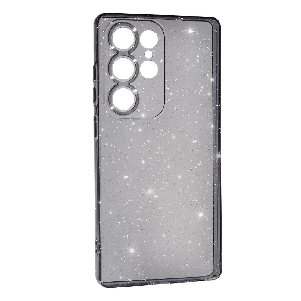 Накладка Molan Cano Glossy Jelly для Samsung S25 Ultra чорна з блискітками