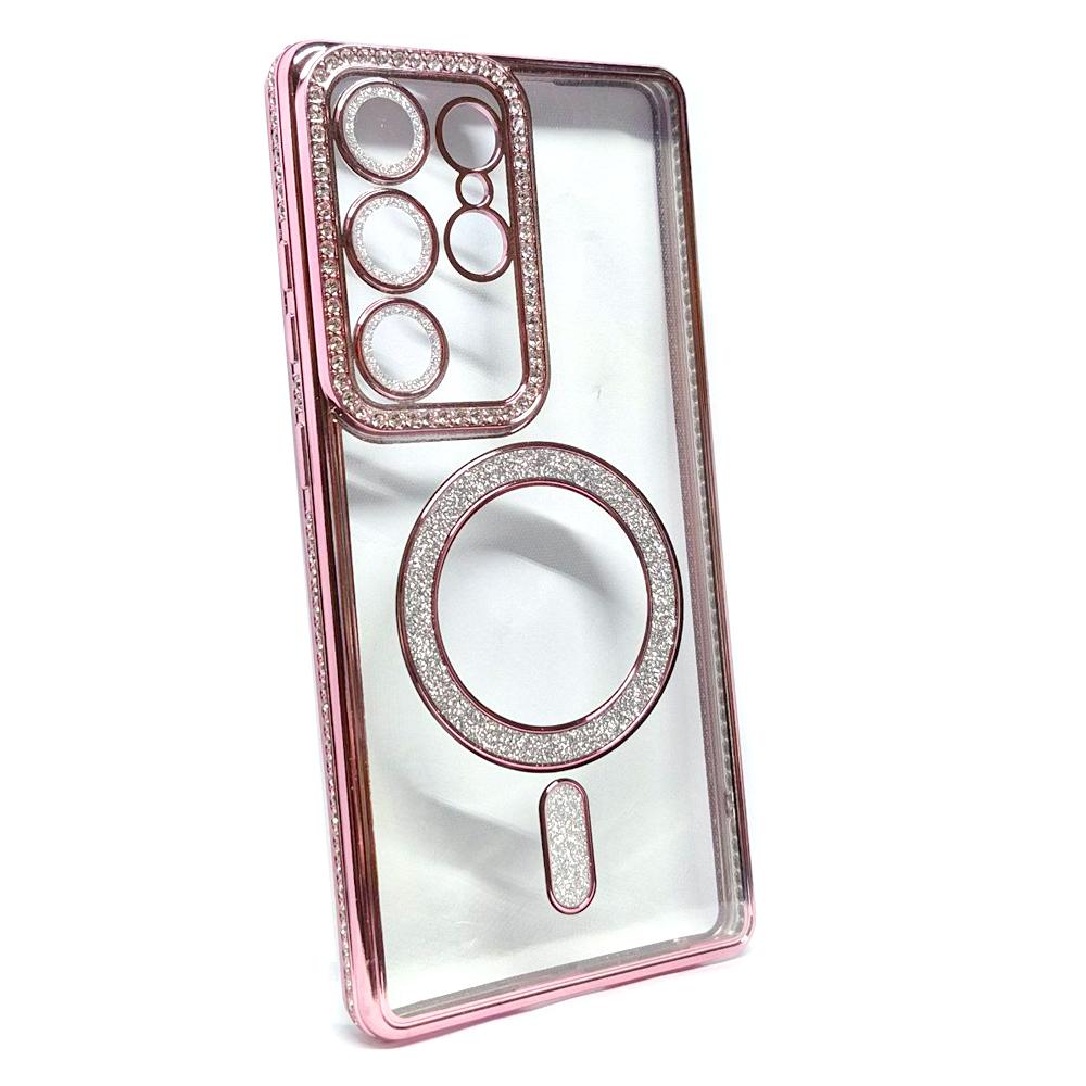 Накладка Diamond Bling MagSafe для  Samsung S25 Ultra рожевий