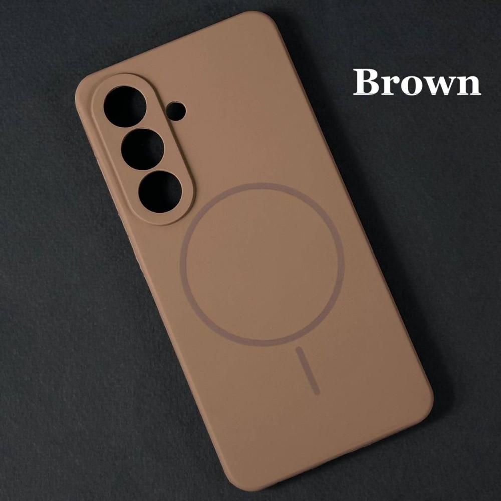 Silicone Case Full Protective (AA) with MagSafe для Samsung S26 Ultra (Brown)