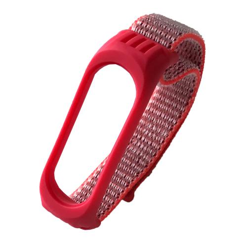 Ремінець Nylon+Silicone для Xiaomi Mi Band 3/4/5 Raspberry white