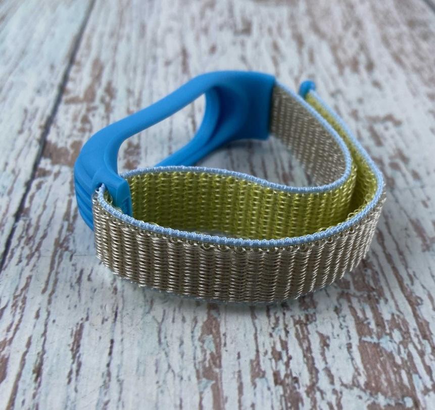 Ремінець Nylon+Silicone для Xiaomi Mi Band 3/4/5/6/7 Blue-yellow