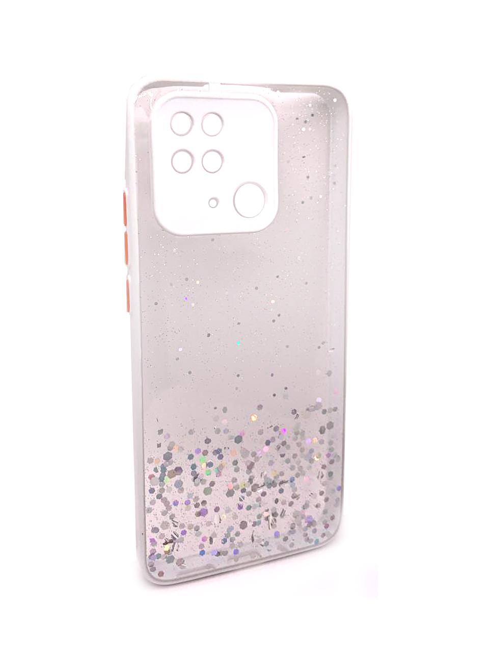 Накладка Glitter Bling Sequins для Xiaomi Redmi 10C (white)