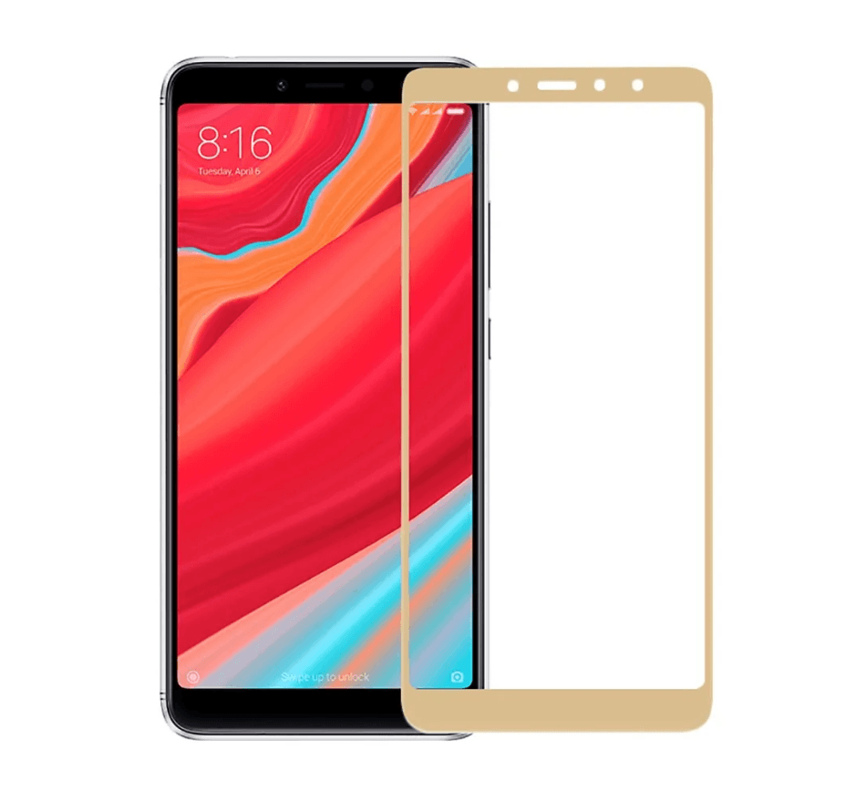 Захисне скло Silk Print для XIAOMI Redmi 6A gold (поклейка рамкою)