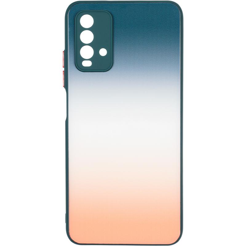 Накладка Marble Glass для Xiaomi Redmi 9T Green/orange