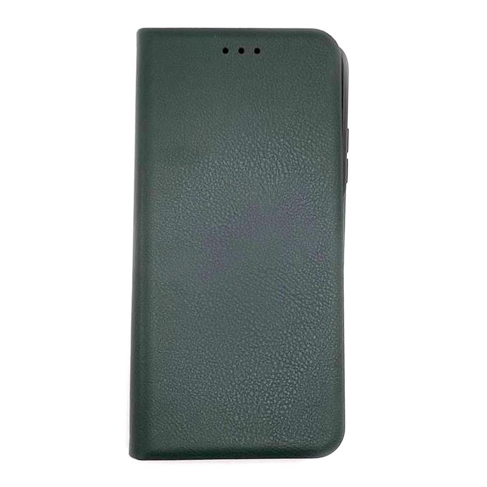 Книжка LEATHER для Samsung A22 4G / M22 / M32  темно-зелена