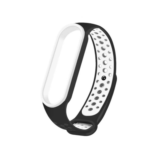 Ремінець SPORT для Xiaomi Mi Band 5/6/7 Black / White