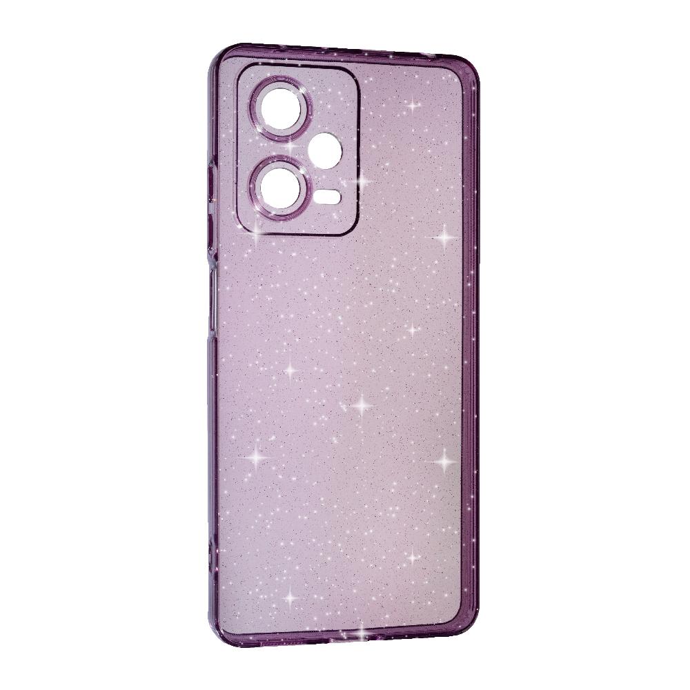 Накладка Molan Cano Glossy Jelly для Xiaomi Redmi Note 12 Pro 5G фіолетова з блискітками