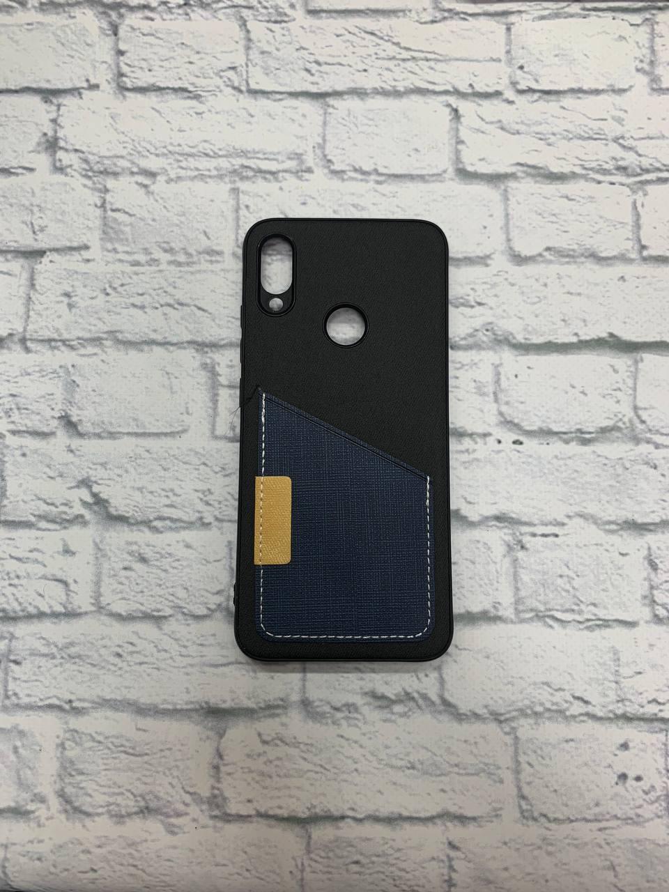 Накладка Card Pocket для Xiaomi Redmi Note 7 чорна з синім