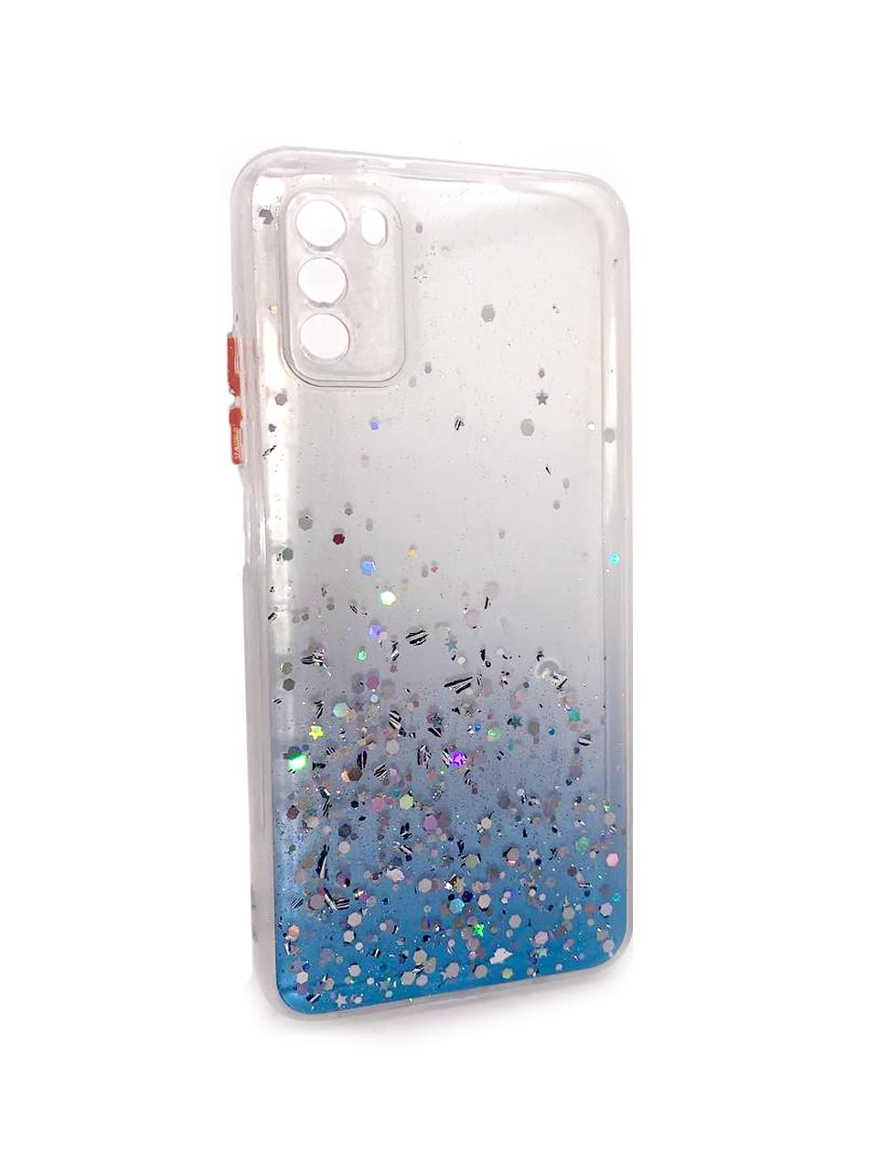 Накладка Glitter Bling Sequins для Xiaomi Poco M3 (blue)