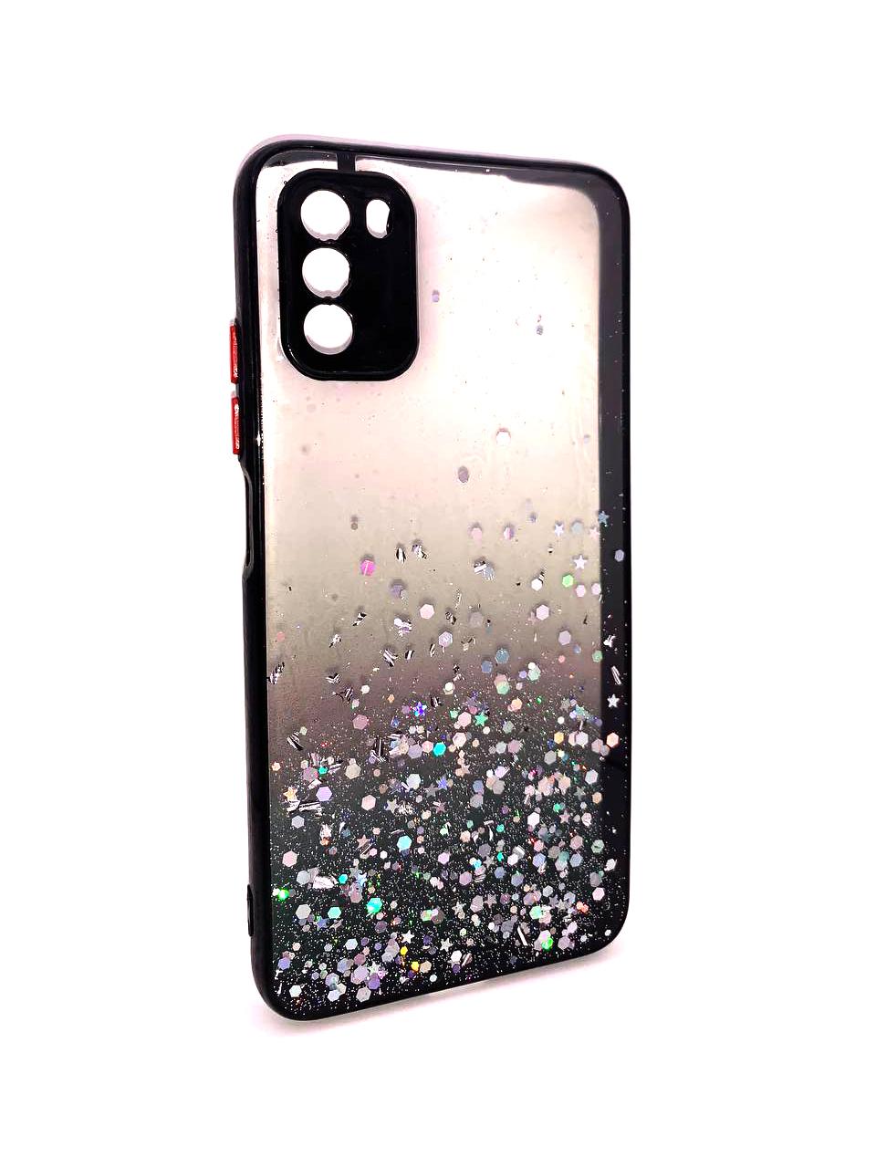 Накладка Glitter Bling Sequins для Xiaomi Poco M3 (black)