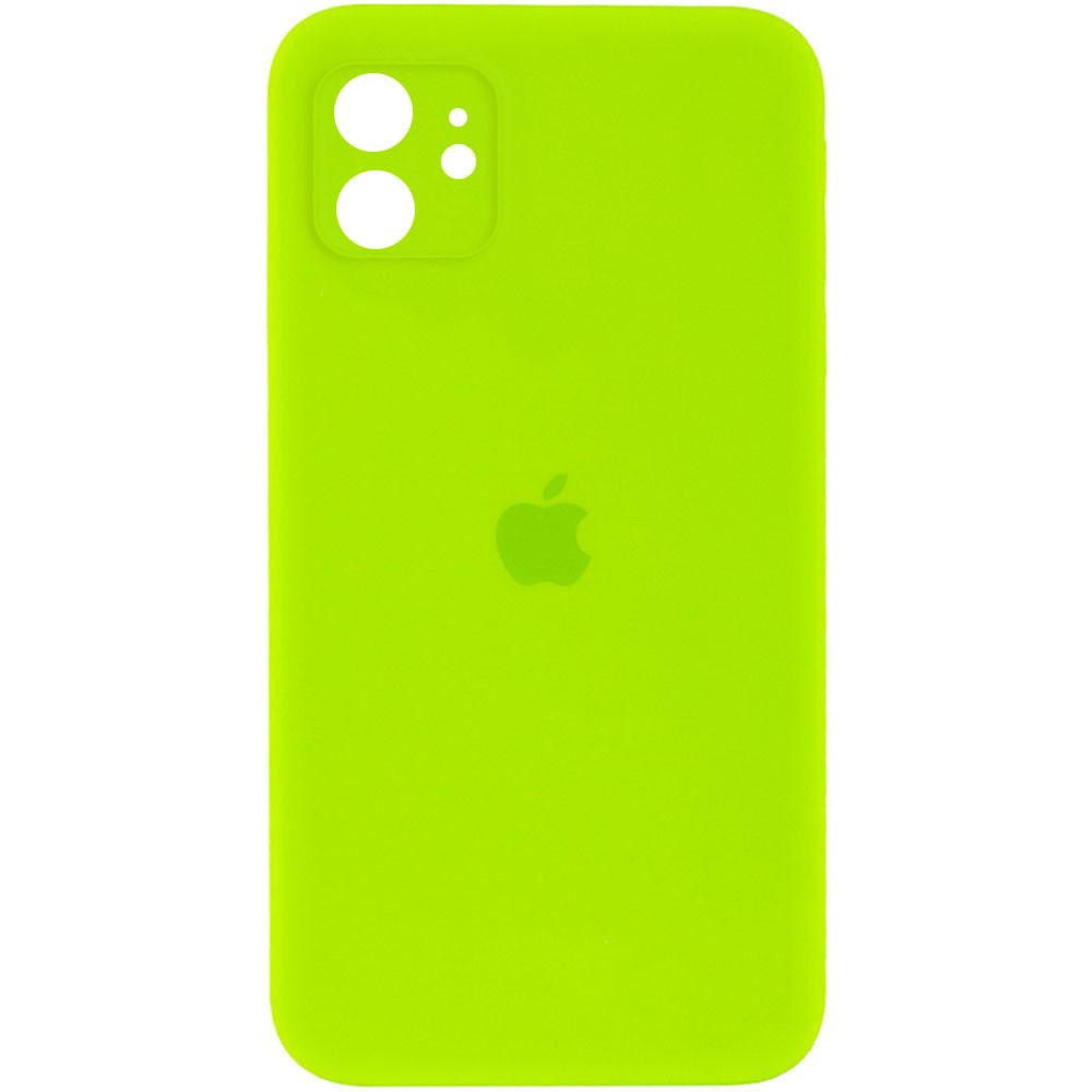 Silicone Case Square Full Camera Protective (AA) для iPhone 11 (Neon green)