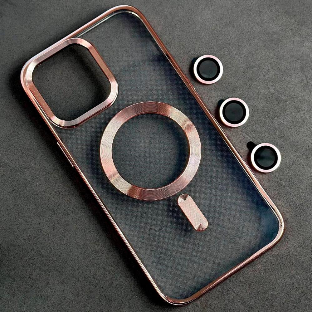 Накладка Chrome Crystal Camera Case MagSafe для Iphone 11 Pro (Rose gold)