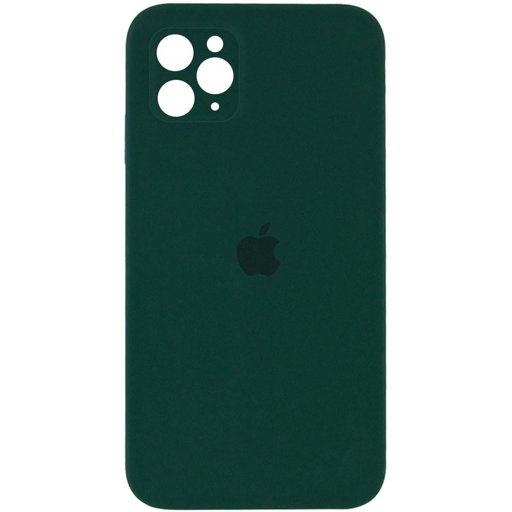 Silicone Case Square Full Camera Protective (AA) для iPhone 11 Pro (Dark green)