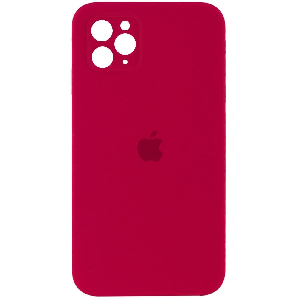 Silicone Case Square Full Camera Protective (AA) для iPhone 11 Pro (Rose Red)