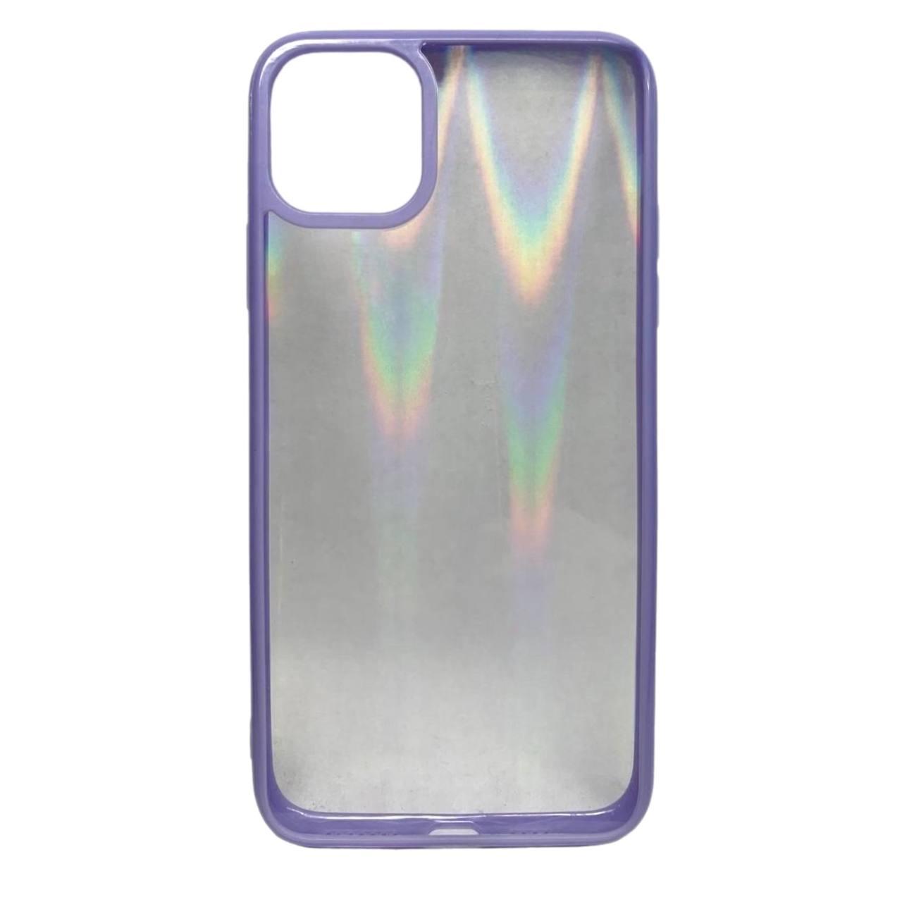 Накладка Transparent rainbow glow для IPhone 11 Pro Max фіолетова