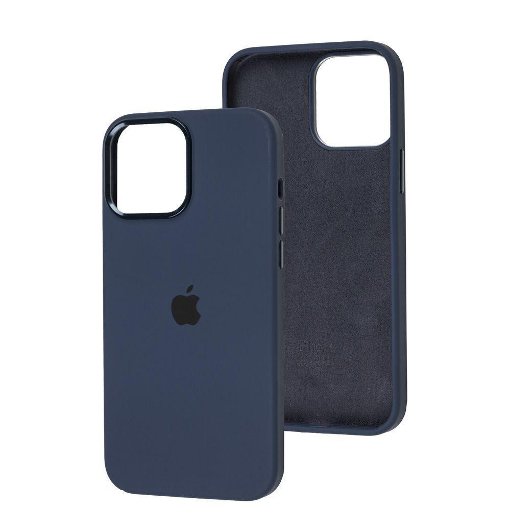 Silicone Case Full (Metal Frame and Buttons) для iPhone 12 Pro/12  (Midnight blue)
