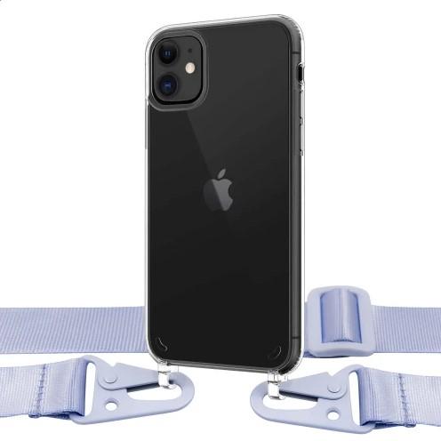 Накладка Strap для IPhone 12/12 Pro (Прозорий, бузковий ремінець)