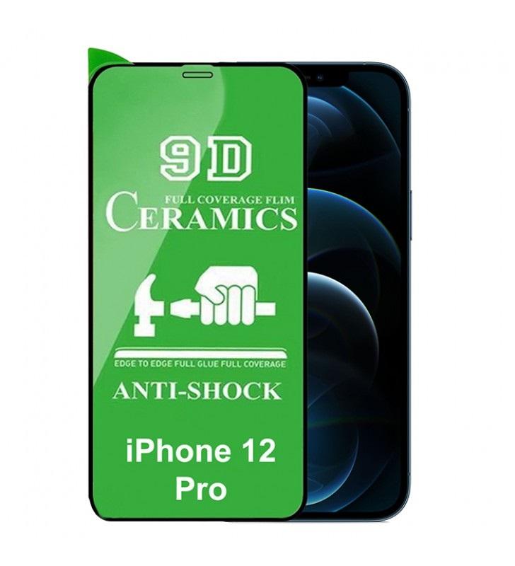 Гнучке скло Ceramic для iPhone 12 Pro / 12 (6.1")  глянцеве з чорною рамкою