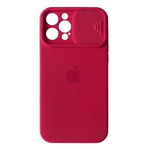 Silicone Case Square Slider Full Camera Protective (AA) для iPhone 13 Pro (Rose Red)