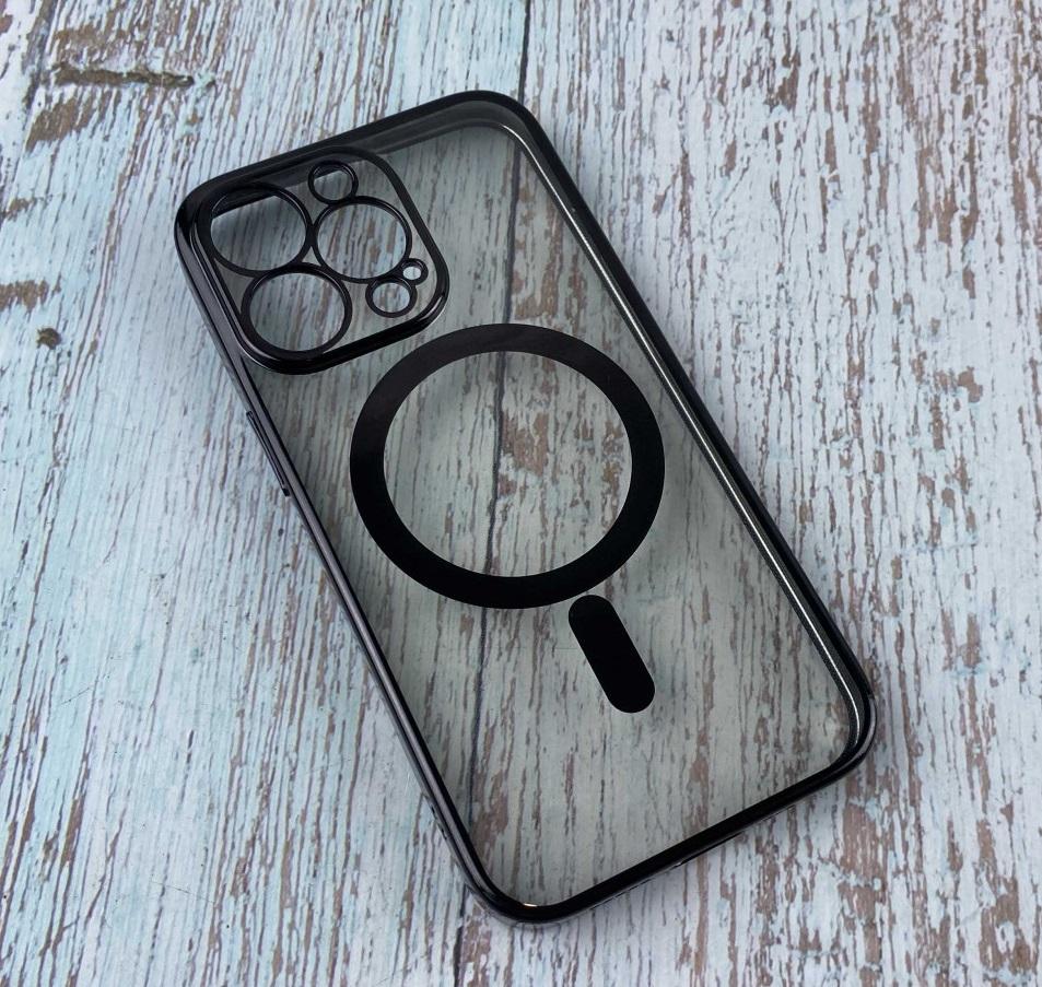 Накладка Magsafe Glossy Plating для iPhone 13 чорна