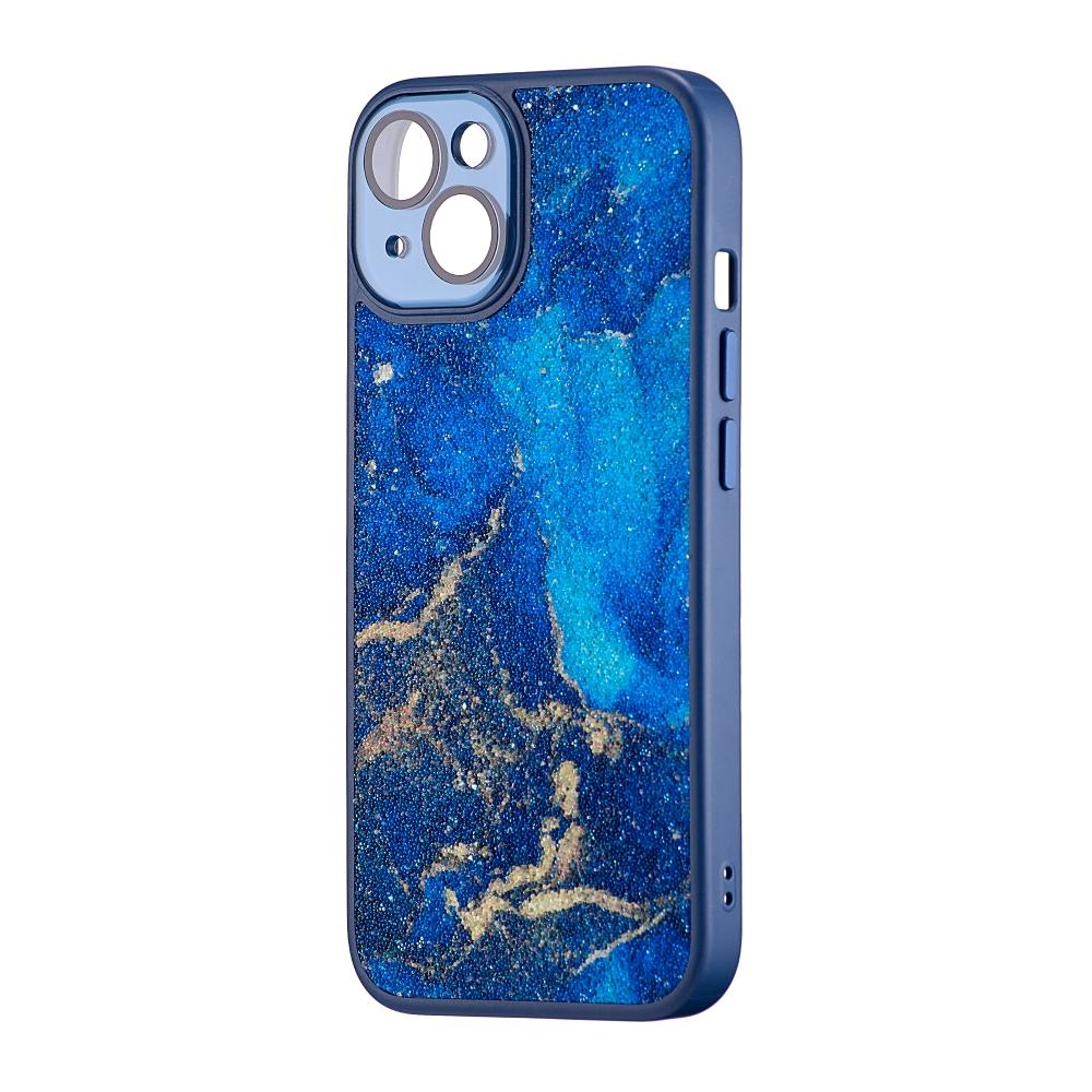 Накладка Glitter Marble Case для Iphone 15 (Dark blue)