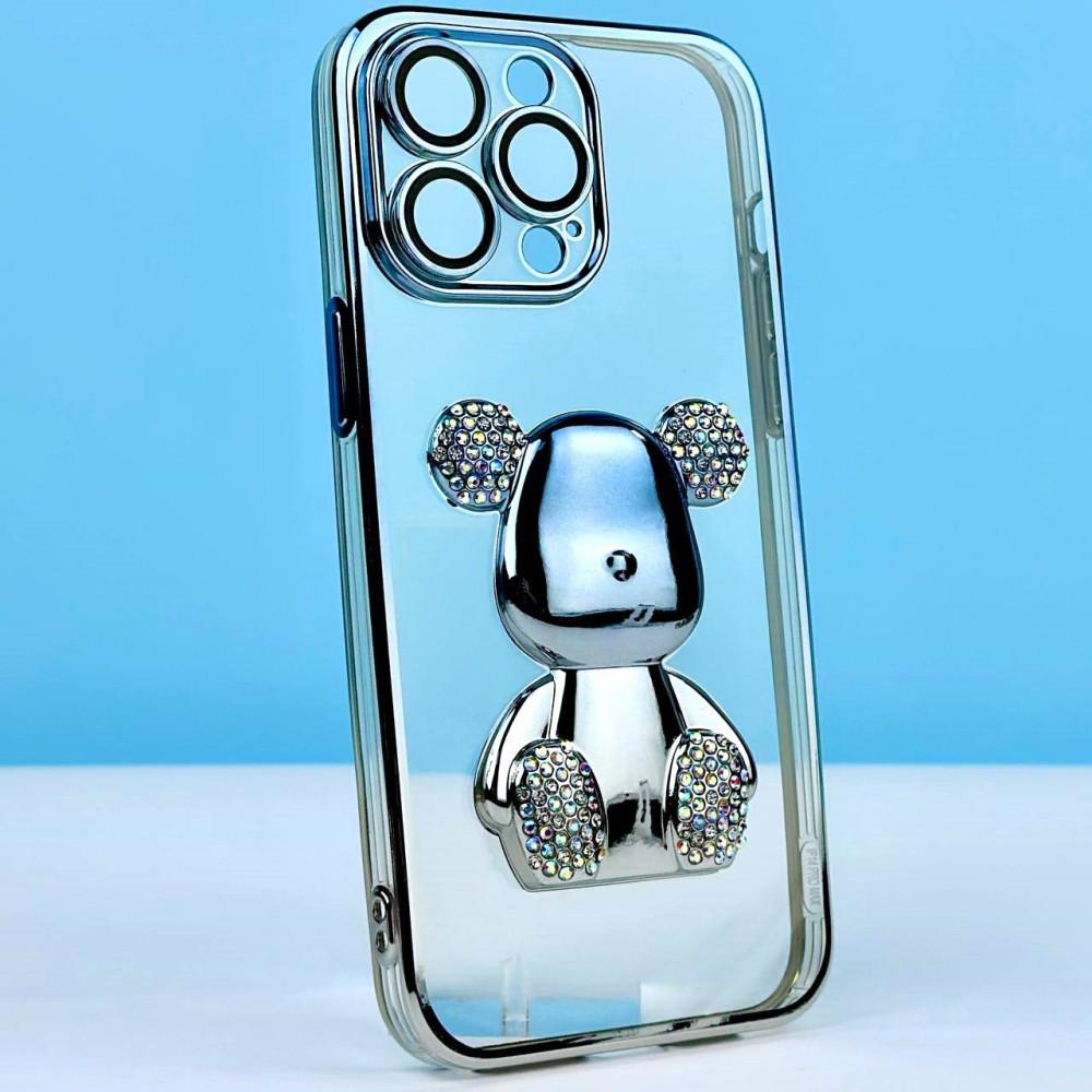 Накладка Bear Gradient Diamond IPhone 14 Pro Сріблясто-синя