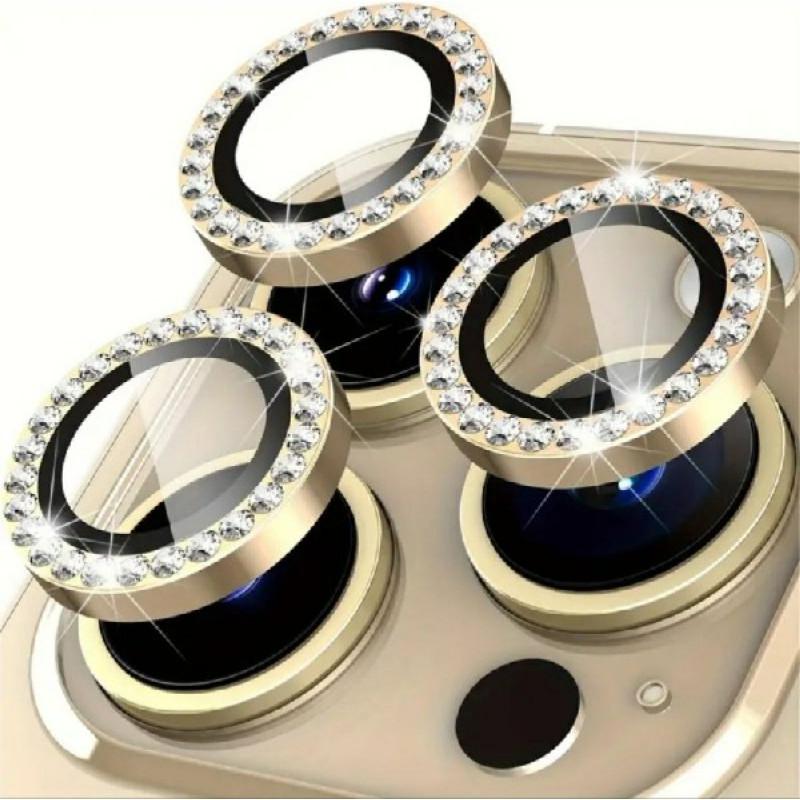 Захисне скло Diamond Sparkles на камеру iPhone 13 Pro  / 13 Pro Max (Gold)