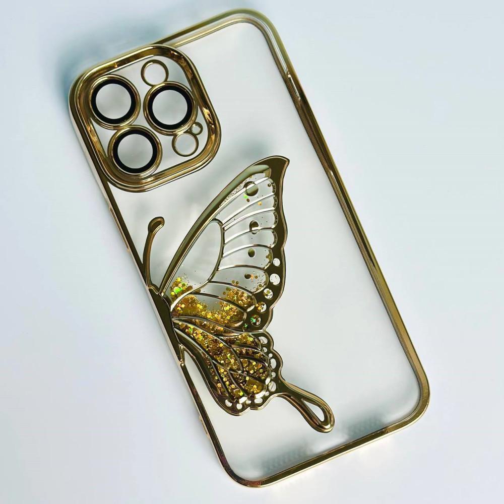 Накладка Shiny Butterflies для IPhone 13 Pro Max золота