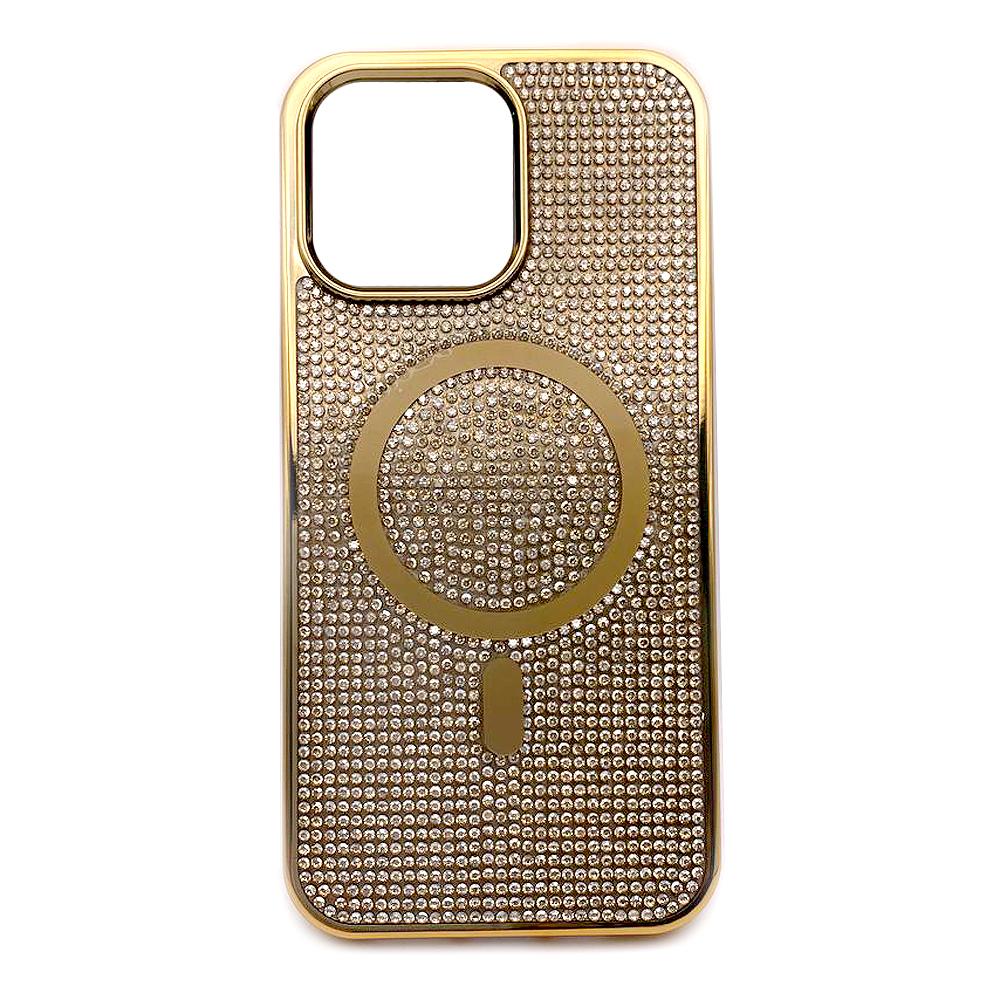 Накладка MagSafe full of diamonds для  iPhone 14 Pro (Gold)