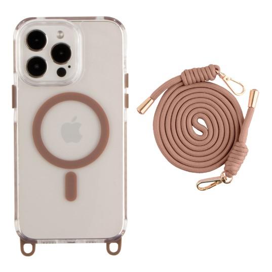 Чохол TPU+PC Lanyard Case with MagSafe для iPhone 14 Pro Max (Desert gold)