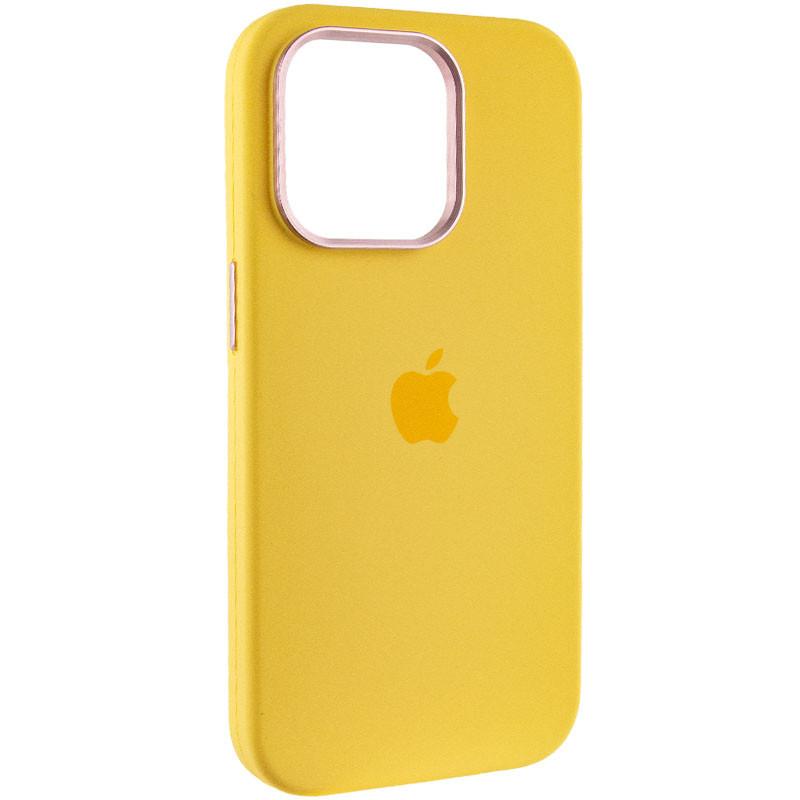 Silicone Case Full (Metal Frame and Buttons) для  iPhone 14 Pro Max (Yellow)