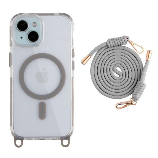 Чохол TPU+PC Lanyard Case with MagSafe для iPhone 13/14 (Titanium grey)