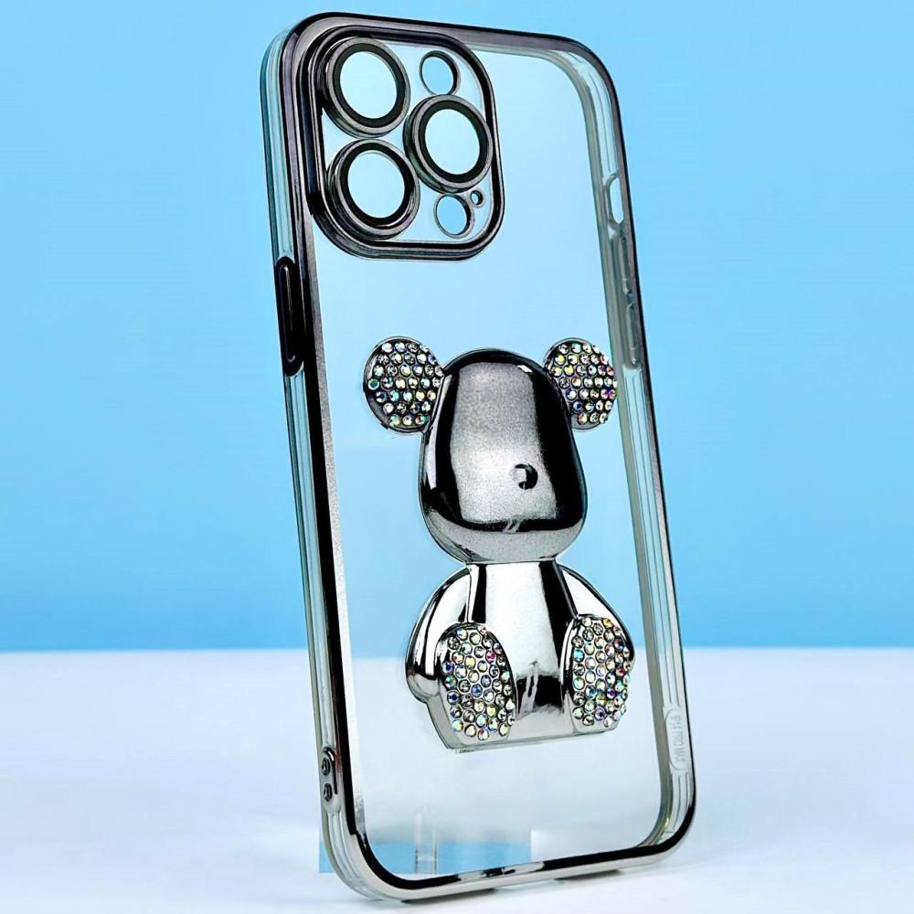 Накладка Bear Gradient Diamond IPhone 13 Pro Max Сріблясто-чорна