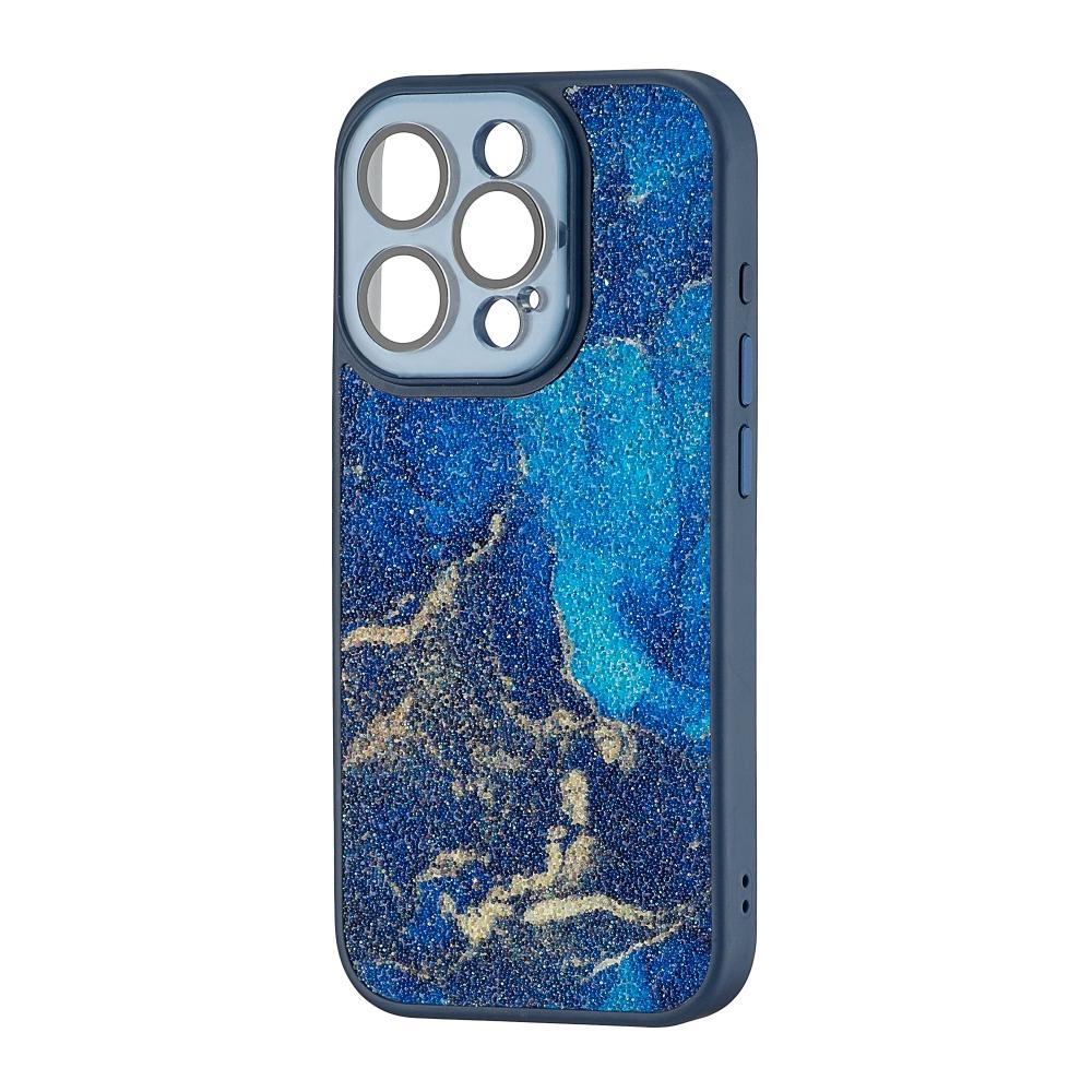 Накладка Glitter Marble Case для Iphone 15 Pro (Dark blue)