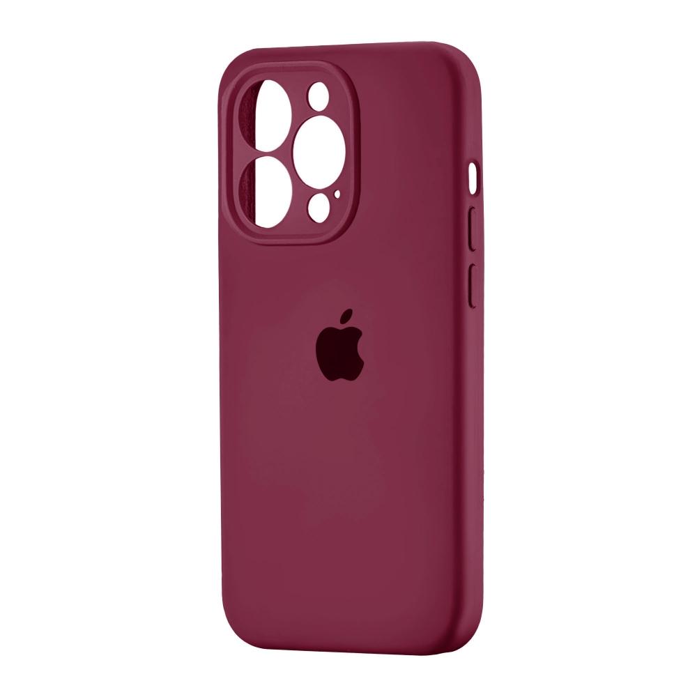 Silicone Case Full Camera Protective (AA) для iPhone 15 Pro (Maroon)