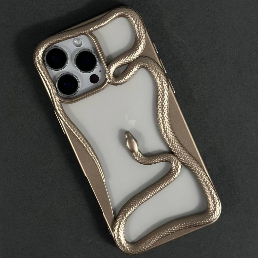 Чохол Snake для iPhone 15 Pro Max рожеве золото
