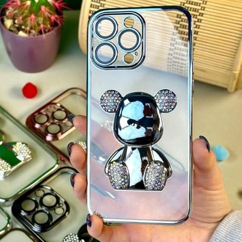 Накладка Bear Gradient Diamond IPhone 13 Pro  Синьо-срібляста